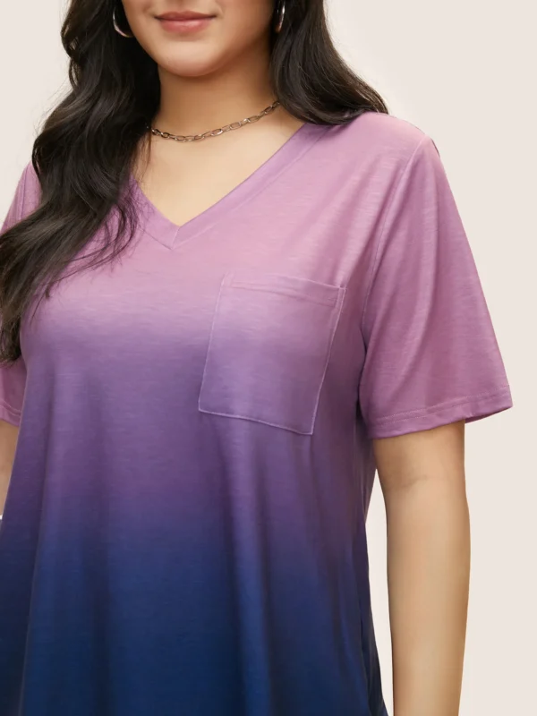 Ombre Contrast Patched Pocket T-shirt - Image 2