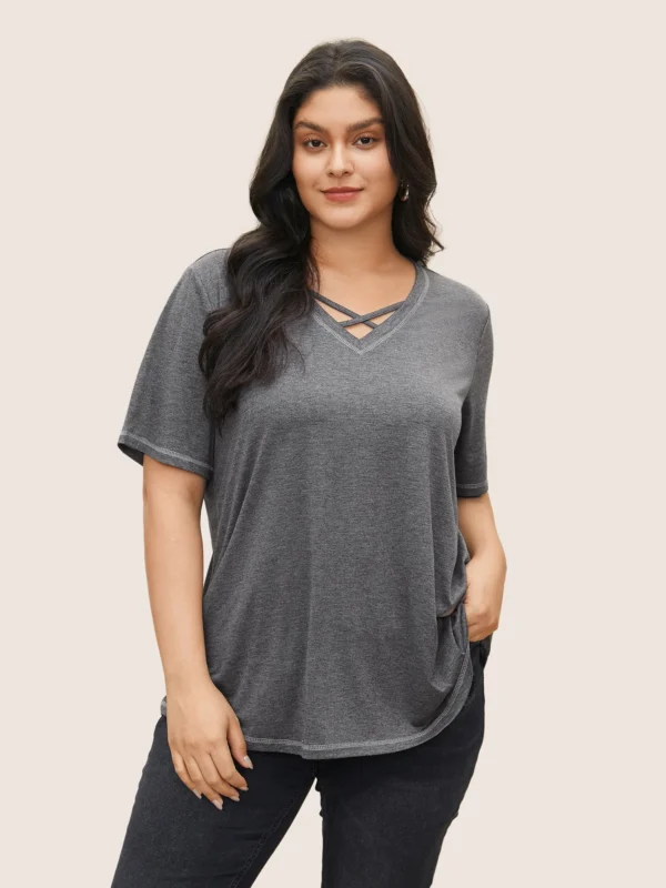 Neck Contrast Stitch T-shirt