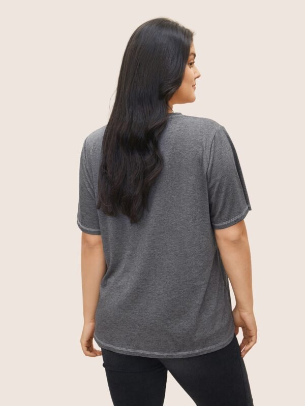 Neck Contrast Stitch T-shirt - Image 2