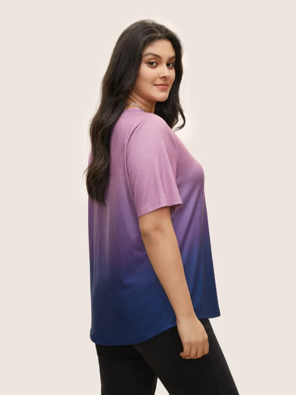 Ombre Contrast Patched Pocket T-shirt - Image 4