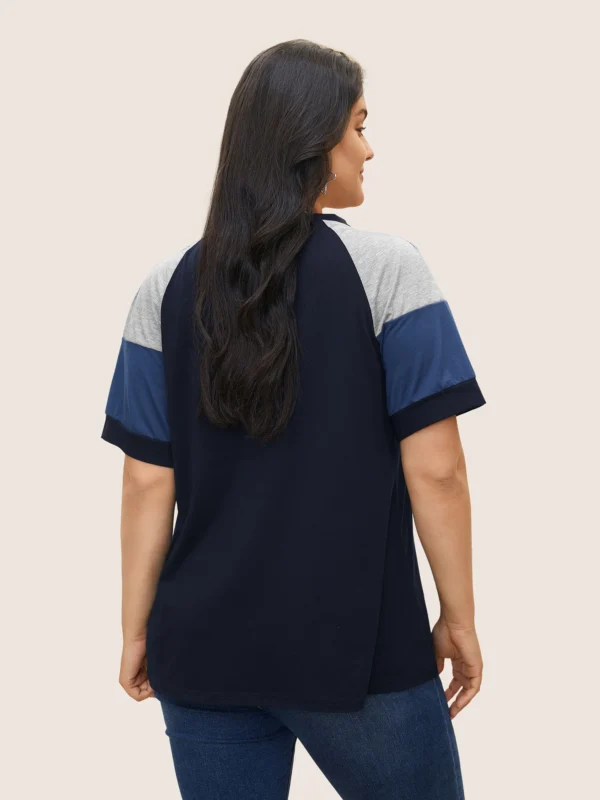 Colorblock Contrast Crew Neck Raglan Sleeve T-shirt - Image 4